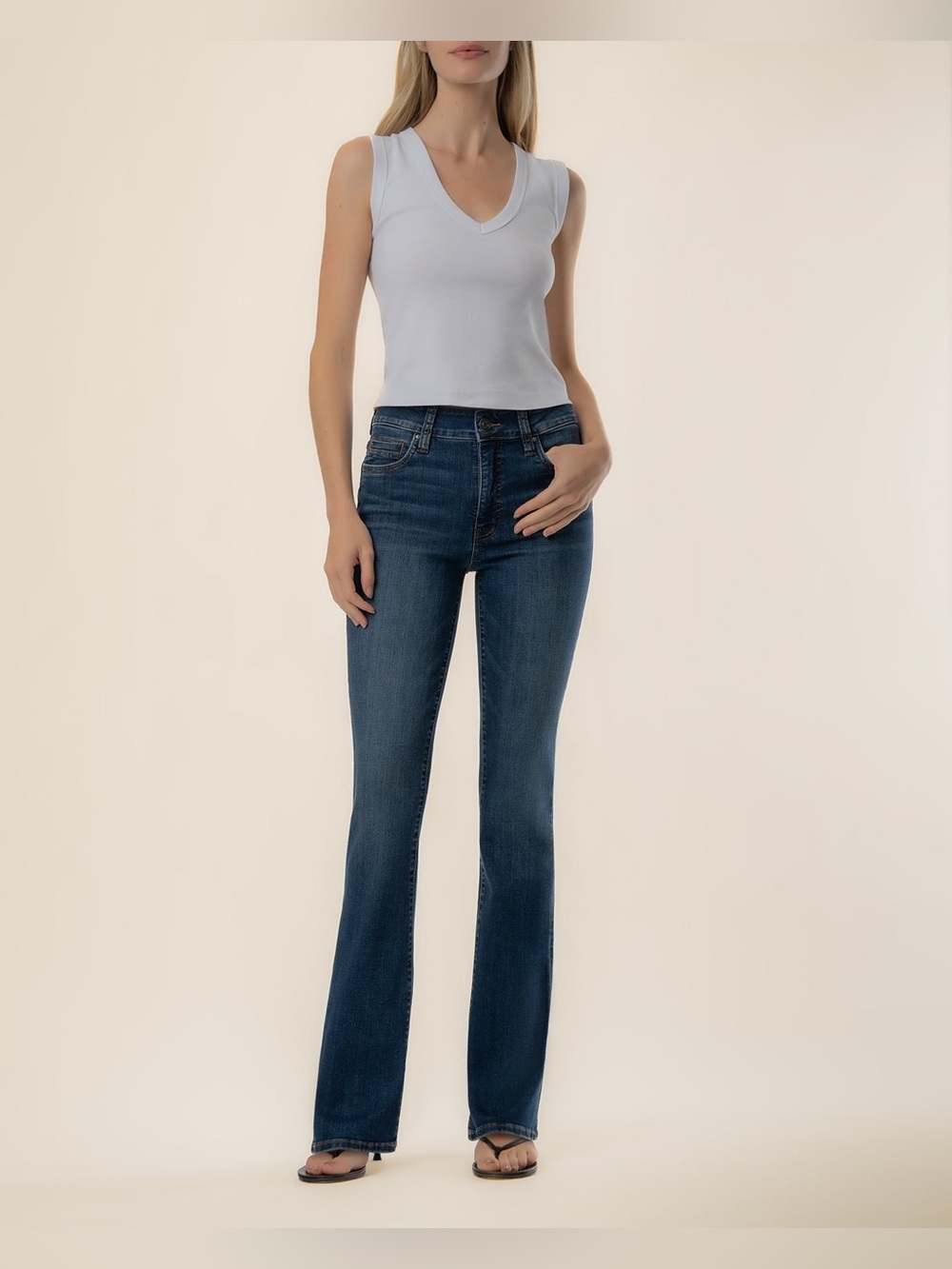 Kut from the Kloth Ana High Rise FlareDark Blue Jeans